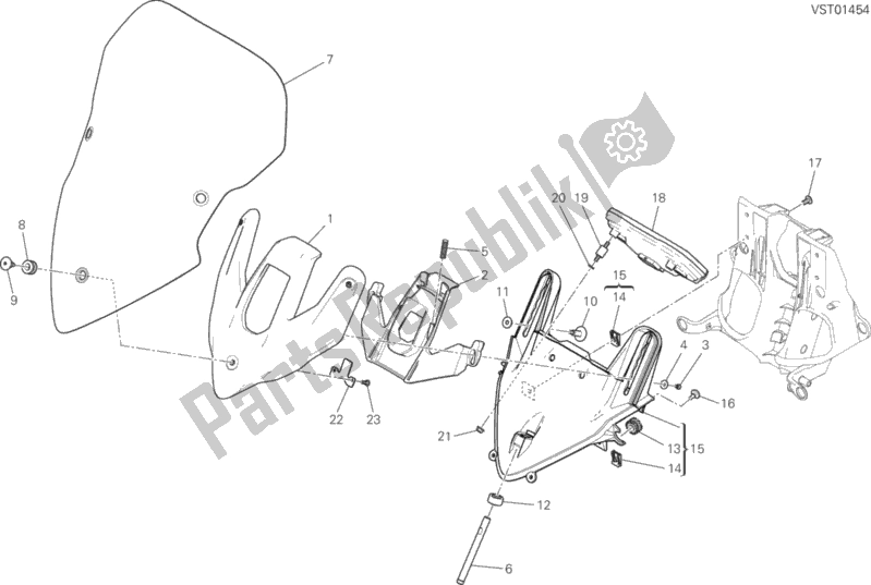 All parts for the Windshield of the Ducati Multistrada 1200 S ABS USA 2017